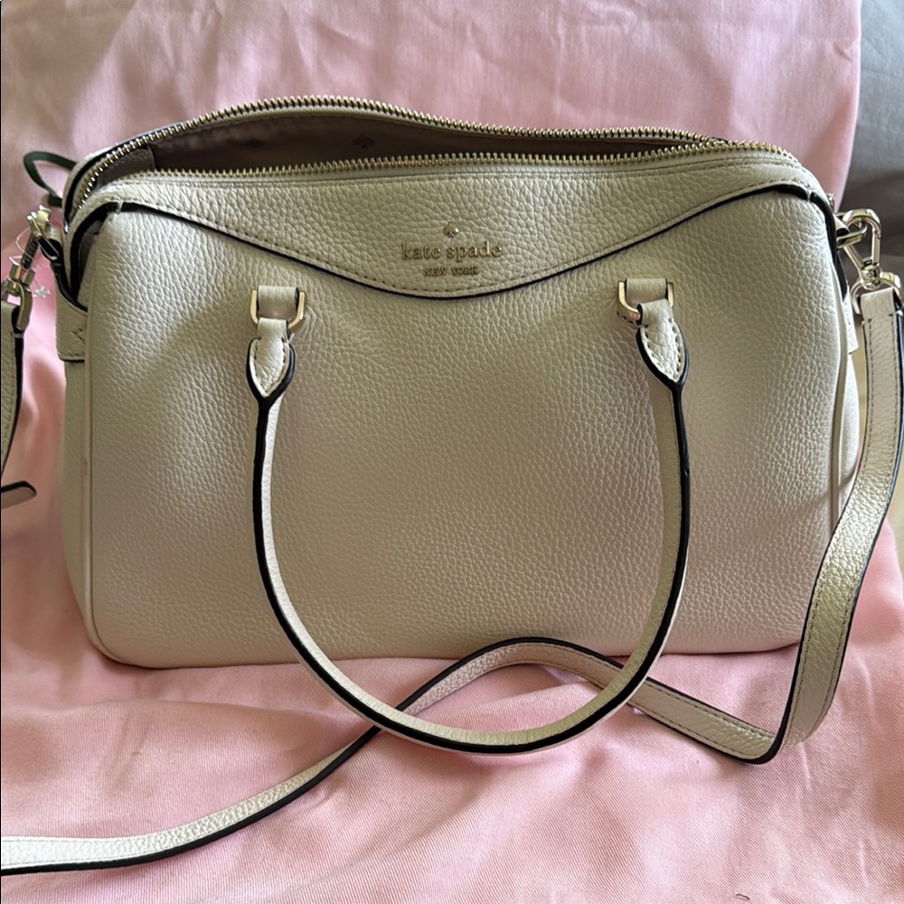 Kate Spade Cream Satchel with Gold Accents